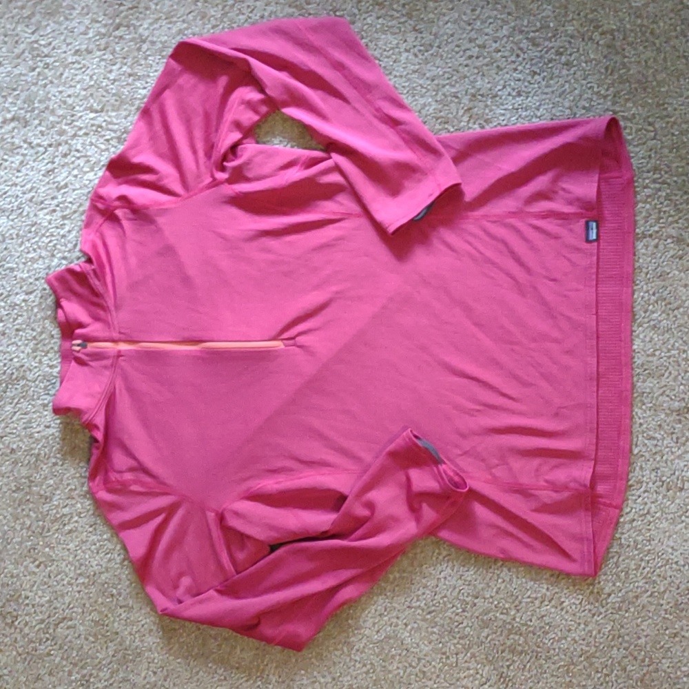 Women's Pink Quarter-Zip Long Sleeve Top